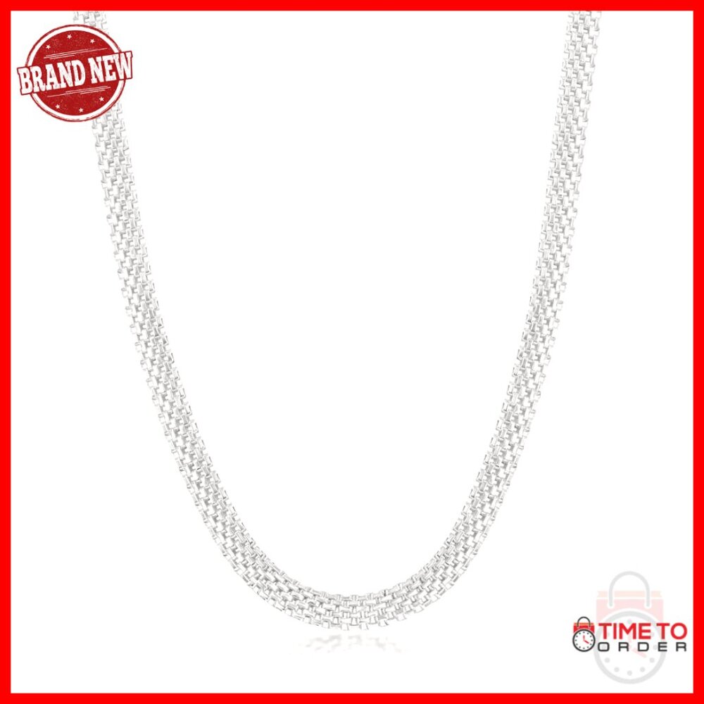Sterling Silver 20 Inch Mesh Chain Necklace With Lobster Clasp